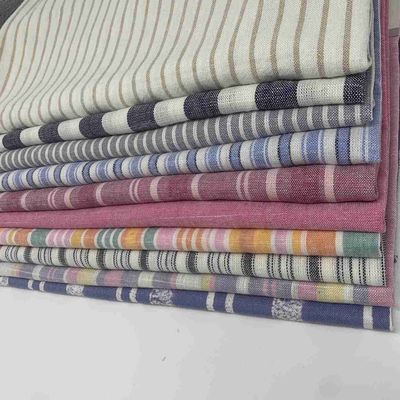 Low Flammability Viscose Linen Blend Fabric Yarn Dyed 30% Linen 70% Rayon S15-033