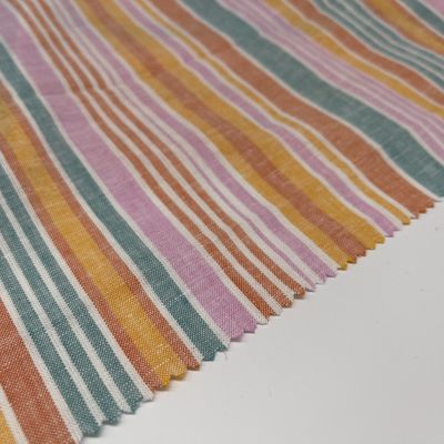 Linen Viscose Yarn Dyed Fabric Multicolor High Lightfastness 132cm 170gsm 55% Linen 45% Rayon