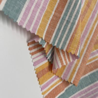 Linen Viscose Yarn Dyed Fabric Multicolor High Lightfastness 132cm 170gsm 55% Linen 45% Rayon