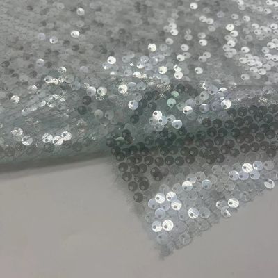 Transparent Mesh Sequins Embroidery Fabric 100% Polyester  Unique For Women Party Dresses