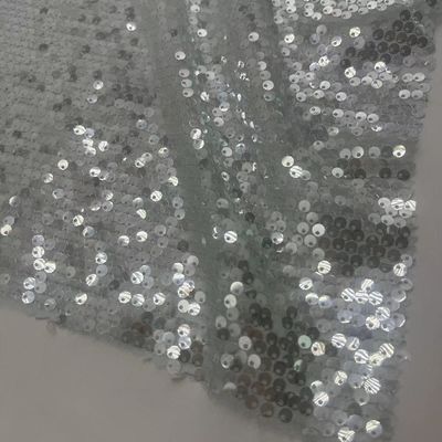 Transparent Mesh Sequins Embroidery Fabric 100% Polyester  Unique For Women Party Dresses