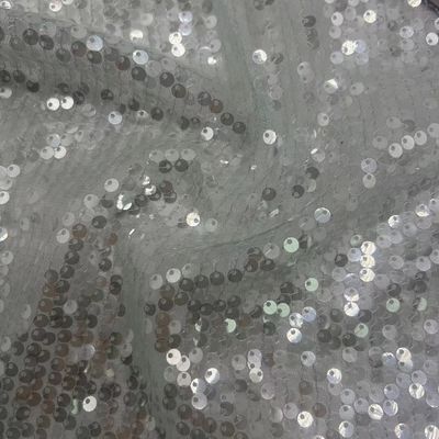 Transparent Mesh Sequins Embroidery Fabric 100% Polyester  Unique For Women Party Dresses