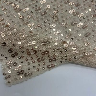 Different Specifications Mesh Sequins Embroidery Fabric  150GSM Embroidered For Women  Dresses