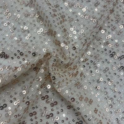 Different Specifications Mesh Sequins Embroidery Fabric  150GSM Embroidered For Women  Dresses