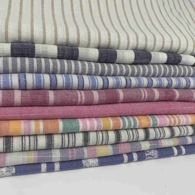 Linen Viscose Yarn Dyed Fabric Multicolor High Lightfastness 132cm 170gsm 55% Linen 45% Rayon