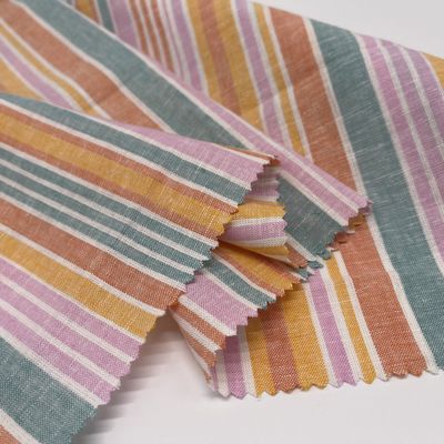 Linen Viscose Yarn Dyed Fabric Multicolor High Lightfastness 132cm 170gsm 55% Linen 45% Rayon