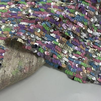 Glitzy Sequins Embroidery Design 95% P 5% SP Colorful Sequin Fabric For Dress