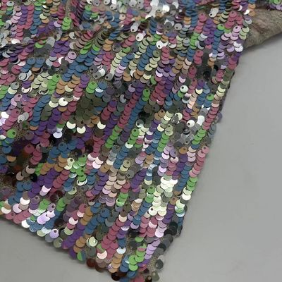 Glitzy Sequins Embroidery Design 95% P 5% SP Colorful Sequin Fabric For Dress