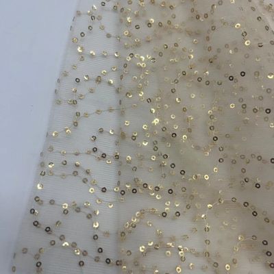 Mesh Sequins Embroidery Fabric  100% N Lightweight Embroidered For Party  Dresses