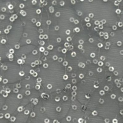 Mesh Sequins Embroidery Fabric  100% N Lightweight Embroidered For Party  Dresses